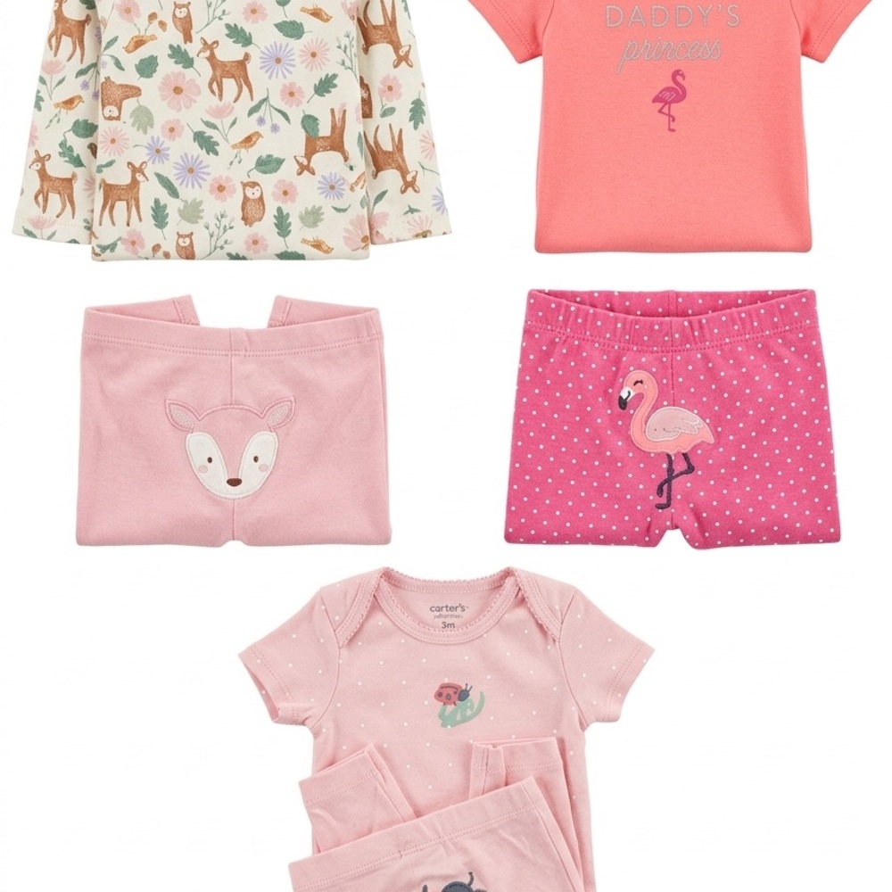3m and 6m Carter's Baby Girls 6-Piece Pants Bodysuit Set